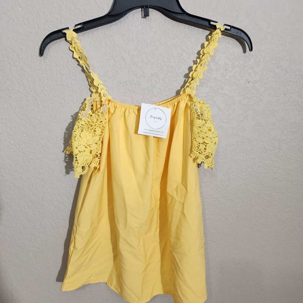 Dragonfly Top Yellow Medium Off-Shoulder